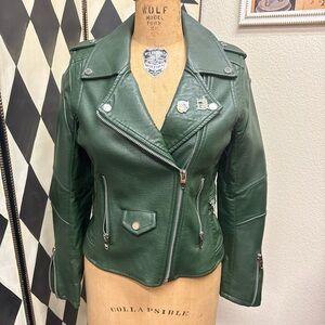9Os grunge faux leather moto jacket